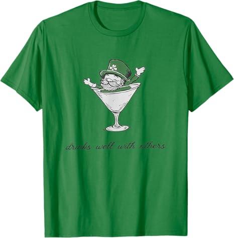 Leprechaun Martini Cocktail St Patrick's Day Womens T-Shirt, L