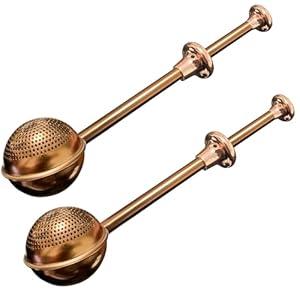 Baker's Dusting Wand for Sugar, Flour and Spices, Stainless Steel Powdered Sugar Shaker Duster Sifter, Set of 2 (Brown)