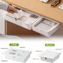 Under Desk Drawer, 2 Pack Large and Medium Hidden Self-Adhesive Under Desk Organisers for Storage of Cutlery, Office Supplies, Stationery and Cosmetics (White-2)