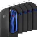Hleelomi 5 Pack 40-inch Suit Bag Garment Bag for Travel and Storage, Garment Bags for Hanging Clothes with Zipper and Visible Transparent Window, Black