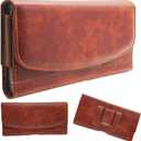 Premium Leather Phone Holster - Belt Clip Cell Phone Holder Pouch for iPhone 17/16/15/14/13 Pro Max/Plus, Stylish Leather Phone Case for Outdoor Use (Brown, Large)