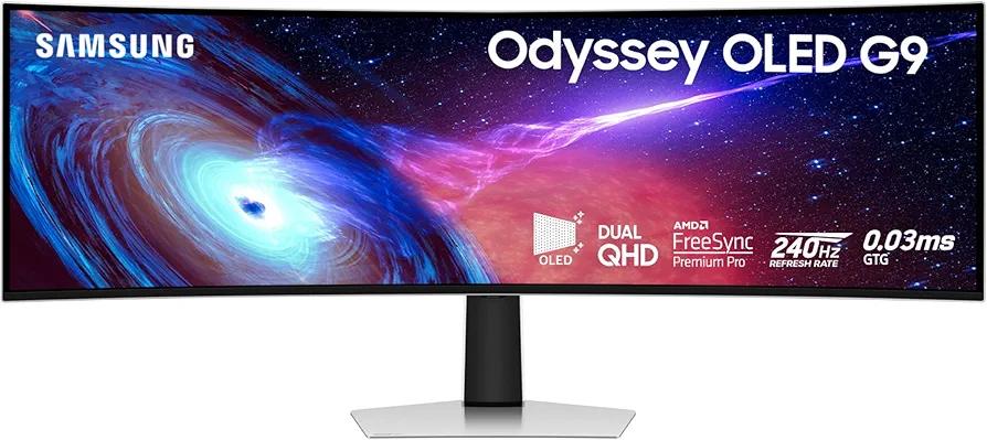 Samsung 49" Odyssey OLED (G93SC) Series Curved Gaming Monitor w QD-OLED, 240Hz, 0.03ms, DQHD, G-Sync Compatible, AMD FreeSync Premium Pro,Height Adjustable Stand,LS49CG932SNXZA