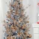 15 Pcs 17 Inch Christmas Artificial Glitter Berry Stem Ornaments with Poinsettia Flower, Xmas Glitter Poinsettia Flowers Picks for Christmas Tree Vase Holiday Party Home Decor(Champagne)