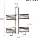 mDesign Metal Steel Hanging Shower Caddy, 4 Basket Organizer Rack for Bathroom; Hold Handheld Shower Head, Hose, Shampoo, Conditioner, Shaving Cream, Soap, Loofah - Carson Collection - Bronze