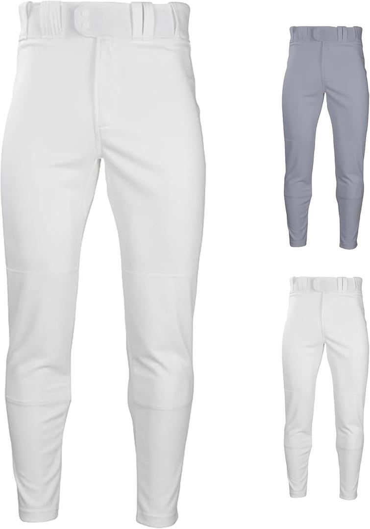 Rawlings mens PRO 150 Series Baseball Pants | Tapered Jogger Fit | Adult Sizes | Solid | Multiple Colors White, Medium