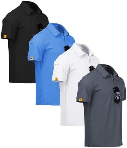 ZITY 4 Pack Mens Polo Shirt Short Sleeve Sports Golf Tennis T-Shirt Athletic Collared Tactical Shirts XL