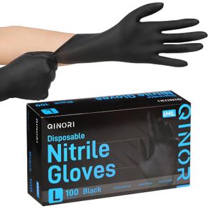 Nitrile Gloves Disposable 6 Mil Black Heavy Duty for Cooking/Food Handling/Tattoo/Hair Dye/Barber/Cleaning/Industrial