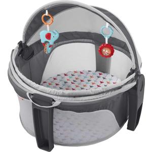 Fisher-Price Portable Bassinet On-The-Go Baby Dome, Travel Play Space with Developmental Newborn Toys & Canopy, Arrows Away, 1 Count