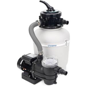 13 Inch Sand Filter Pump System for Above Ground Pools up to 11,000 Gal, 1/3HP Pool Pump Sand Filter Combo, 2500GPH Max Flow, 6-Way Valve with Hose Adapters, Prefilter Basket Easy Clean