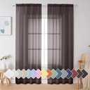 Simplebrand Chocolate Sheer Curtains 84 Inches Long, Light Filtering Rod Pocket Solid Color Window Sheer Curtain Panels, Elegant Curtains & Drapes for Living Room, Bedroom 2 Panels (42" W x 84" L)