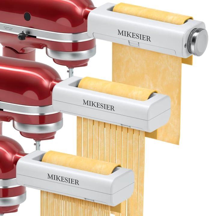 3 Pieces Pasta Maker Attachment for Kitchenaid Stand Mixers, Noodle Maker 3 PCs Set of Pasta Roller Fettuccine Cutter Spaghetti Cutter, Pasta Attachments Accessories with Cleaning Brush