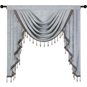 ELKCA Thick Double-Sided Chenille Window Curtains Single Swag Valance for Living Room, Silver Grey Valance for Bedroom,Rod Pocket (W39inch,1 Panel)