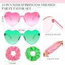 24 Pack Witch Party Decorations Pink and Green Scrunchies Glasses Bulk Party Favors for Witch Themed Accessories Green