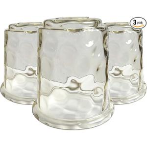 3 Pack Light Fixtures Replacement, Globe Shaped Hammer Glass Clear Amber Glass Shade for Pendant Light Vanity Wall Sconce, E26 Base 1-5/8 Inch Fitter