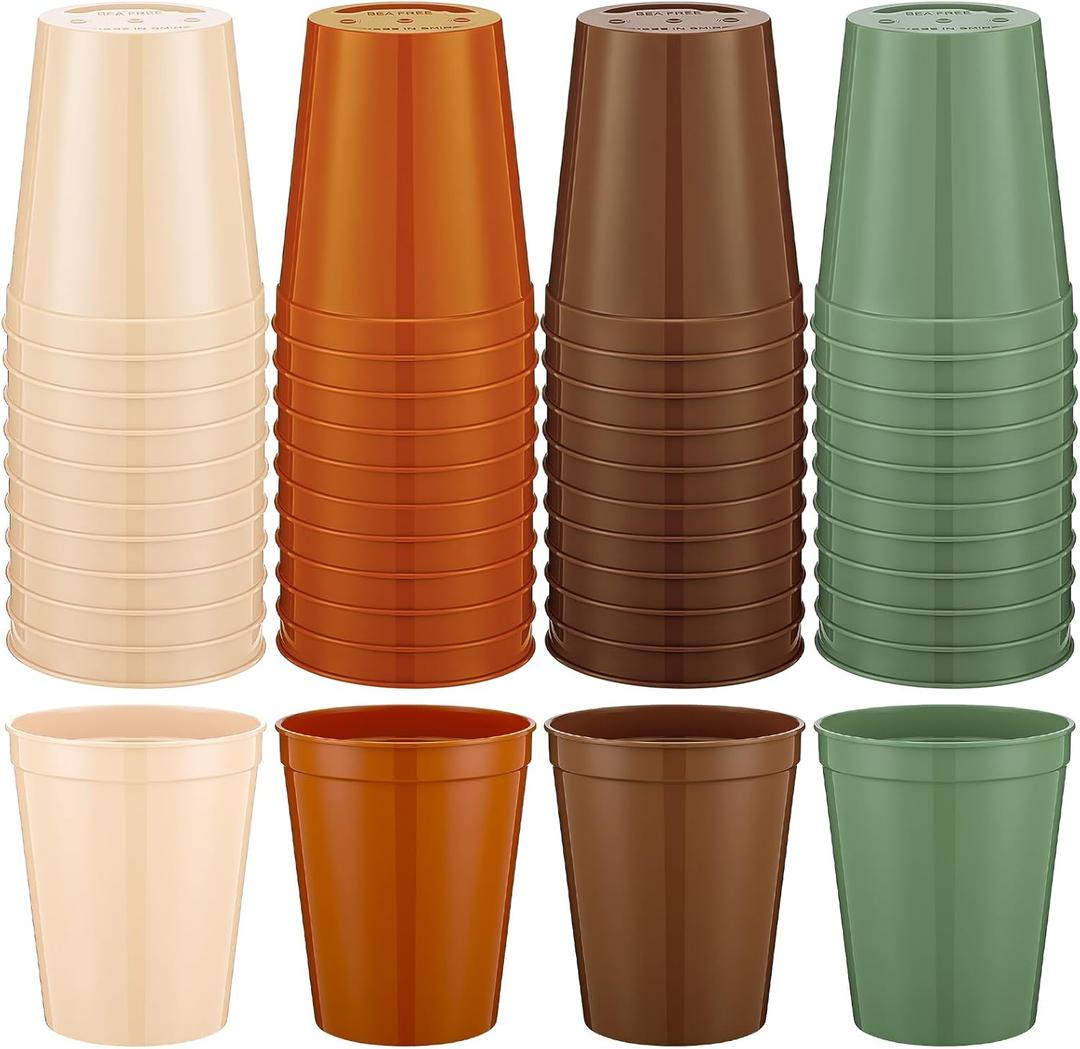 Yungyan 24 Pcs Woodland Baby Shower Decoration Woodland Forest Themed Reusable Cups Greenery Forest Plastic Cups Green Brown White Cup for Gender Reveal Decoration Baby Shower Birthday Camping