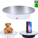 JAYEGT Motorized Rotating Display Stand, 7.87inch /17.6lbs Load, 360 Degree Electric Rotating Turntable for Photography Products, Jewelry, Cake,3D Model , Mirror Cover (White/Button Control)