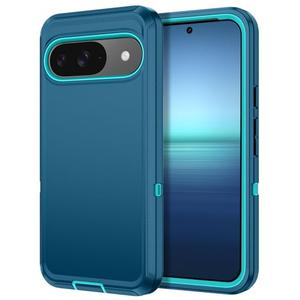 I-HONVA for Google Pixel 9 Case,Google Pixel 9 Pro Case Shockproof Dust/Drop Proof 3-Layer Full Body Protection [Without Screen Protector] Rugged Heavy Duty Cover Case for Pixel 9/9 Pro,Turquoise
