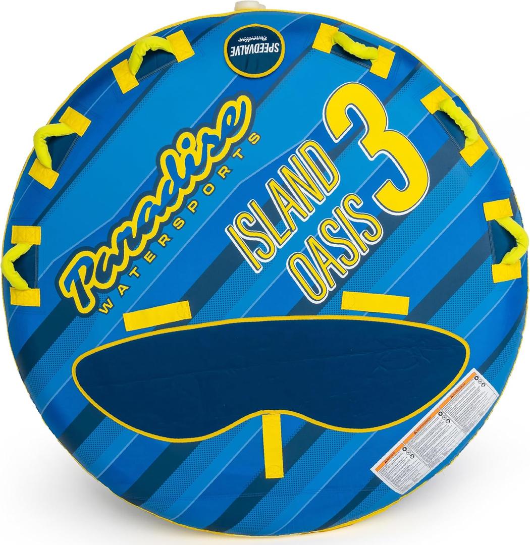 Paradise Water Sports - Oasis Towable Tube for Boating - 1 and1-3 Riders (Blue / Yellow)