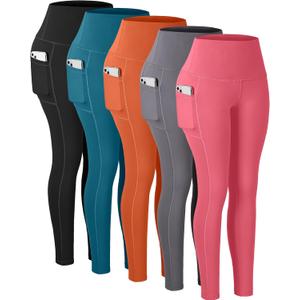 CHRLEISURE Leggings with Pockets for Women, High Waisted Tummy Control Workout Yoga Pants (S)