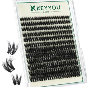 KEYYOULASH Flora Lash Cluster DIY Eyelash Extensions 144pcs 3D Curl 8-18MIX Lashes Extension Eyelash Clusters Long Classic Individual Lashes Fluffy and Soft Wispy Volume Lashes (F01,D-8-18MIX 3D)