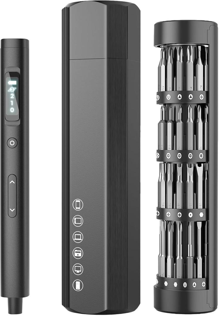 Mini Electric Screwdriver Sets,Sowkos Gifts for men,Screwdriver set with 60 Precision Bits,4 Torque Settings,Repair Tool Kit for Electronics Phone Camera Laptop Watch (Black)