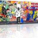 Graffiti Canvas Wall Art Inspirational Painting Banksy Style Colorful Prints and Posters Home Decor for Living Room Office Framed 48" x 24"