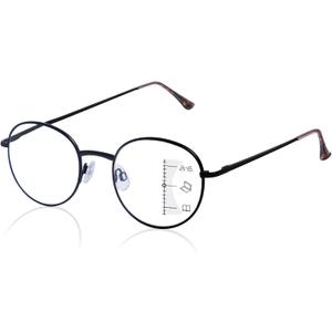 GHDBFMB Photochromic Progressive Multifocus Round Reading Glasses For Men And Women 3.0 Multifocal Readers Transition Eyewear