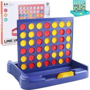 Vikutu 4 in a Row Connect Game, Travel Board Games for Kids Adults, Get 4 in a Row to Win 9 x 7.4 inches (Blue)