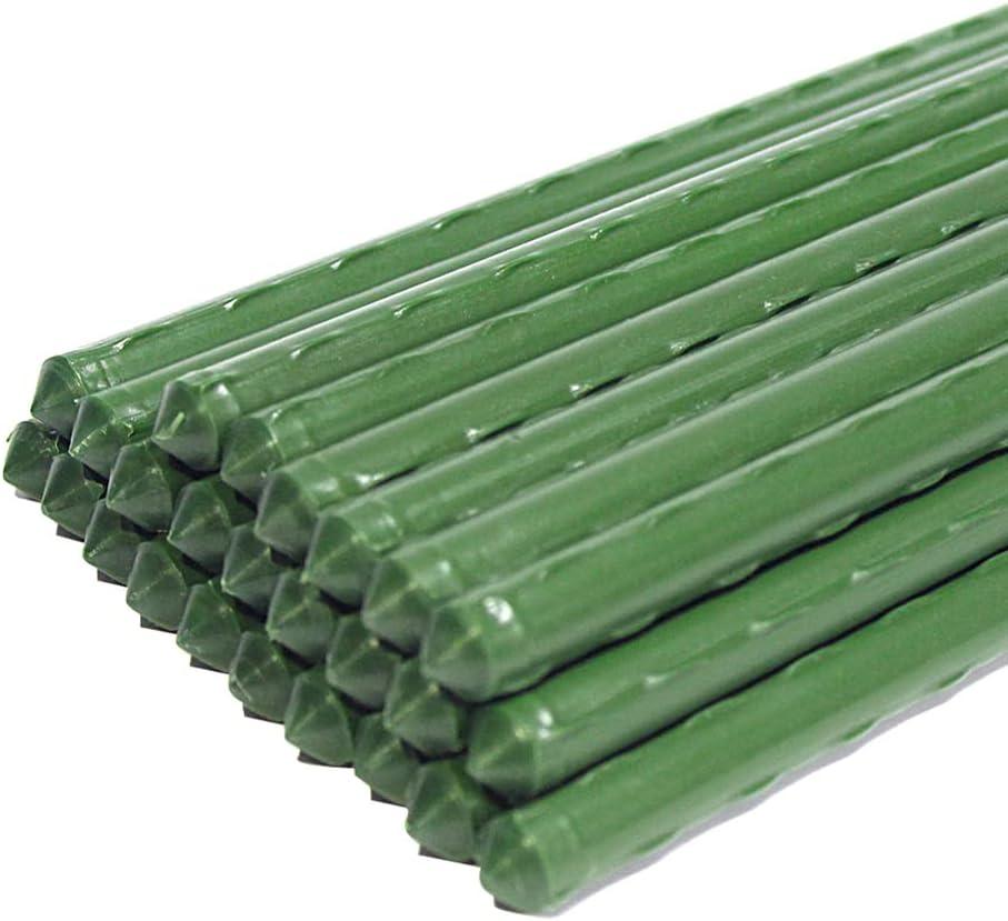 G-LEAF Garden Stakes 6 ft Plastic Coated Steel Tube Sturdy Metal Plant Sticks for Tomato,Cucumber,Bean,Tree,Pack of 25