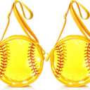 2 Pcs Softball Clear Crossbody Bag for Softball Lovers Stadium Approved Cute Yellow Transparent PVC Round Purse for Game Day Girls Teens Women Moms Players Gift