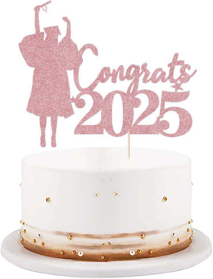 Happy 2025 graduation cake topper senior high school university postgraduate Graduation cake topper Cake decorations for girls graduation party in 2025 Supplies