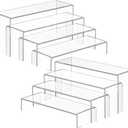 MaxGear 8 Pcs 2 Sets Acrylic Display Risers, 8",8",9",9", 4 tier Clear Plastic Rectangle Display Stand Shelf for Figures, Desserts, Perfume, Cupcakes, Strong Support Riser for Retail, Jewelry, Shoes