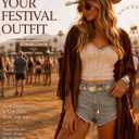 FIORETTO Western Waist Chain Belt Metal Concho Belt for Women Cowgirl Cowboy Boho Country Belt for Dress Jean
