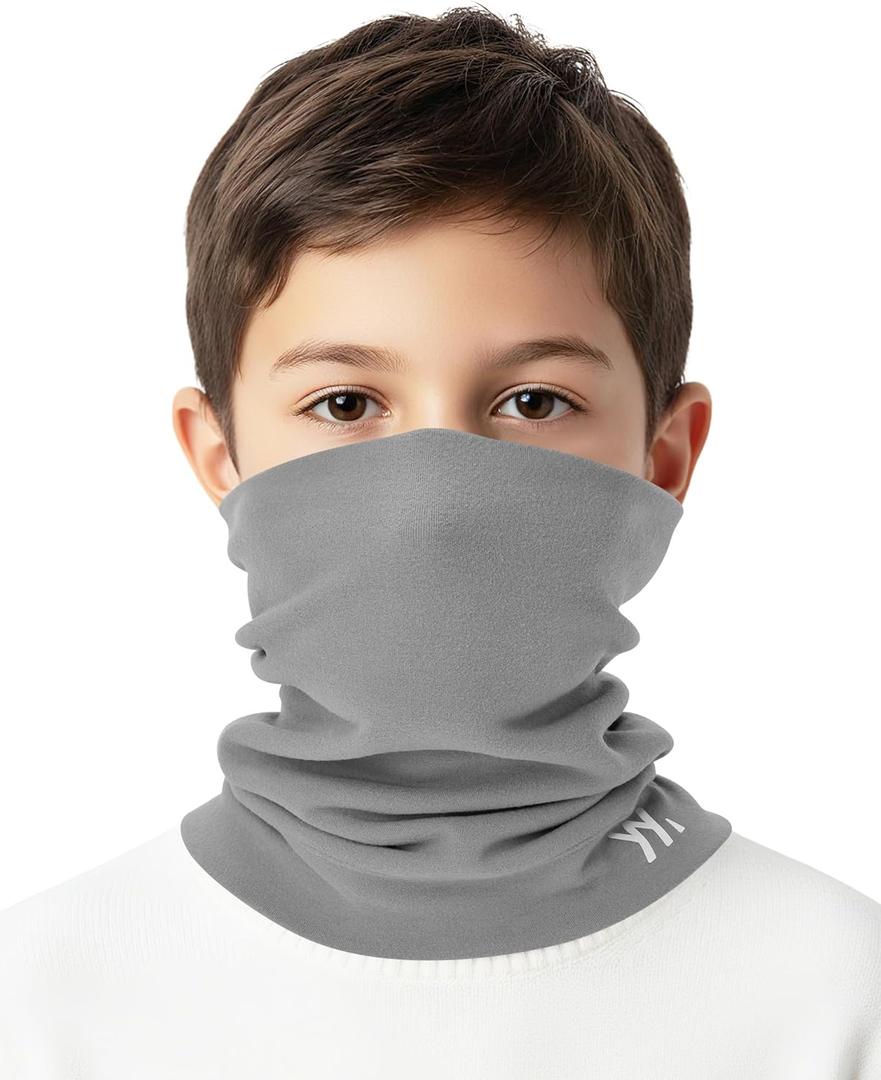 YANIKY Winter Kids Neck Warmer, Warm Kids Scarf Soft Neck Gaiter, Windproof Face Cover Ski Mask for Boys Girls (Light Gray)