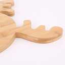 KEPATO Christmas Dishes Wooden Serving Tray,Christmas Elk Ear Anlter Shape Sushi Plate Tray for Restaurant and Home (Beige)
