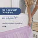 Wrap Around Dust Ruffle Bed Skirt - Light Lavender - for King Size Beds w/ 12 Inch Drop - Easy Fit Elastic Strap - Adjustable Pleated Bed skirt w/Brushed Fabric Wrinkle Free, Women, Men, Kids & Teens