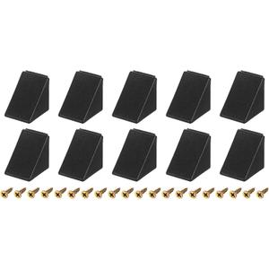 uxcell 10Pcs 90 Degree Plastic Corner Braces with Cover Cap, 17.2x21x21mm Nylon Shelf Right Angle Brackets with Screws for Cabinets, Cupboards (Black)