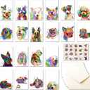20 Greeting Cards, Rainbow dog Thank You Cards With Envelopes Watercolor Painted Dogs Thank You cards Bulk Note Cards Stationery Box Set For All Occasions Birthday Thank You Wedding.