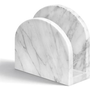 Marble Napkin Holder for Table, White Upright Napkin Holders for Paper, Standing Napkin Dispenser for Kitchen, Dining Room, Party Hotel, Cafe, Bar