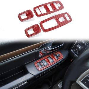 Voodonala Window Lift Switch Trim for 2011-2025+ Dodge Charger Durango, for 2010-2017 RAM, ABS Red Carbon Fiber 4pcs