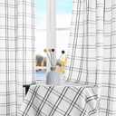 Amzdecor Buffalo Plaid Window Treatment Set,Light Filtering Curtain Woven Lines Pattern Drapes for Living Room and Bedroom, Semi Sheer Rod Pocket Modern Farmhouse Style 2 Panels 40"x54",Black&White