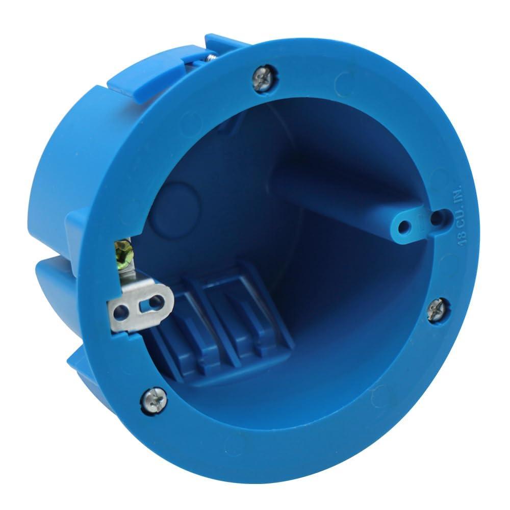 4'' Old Work Round Electrical Box18 Cubic Inches Outlet Box1-Gang PVC Round Ceiling Electrical Box for Old Work,Blue,ETL Listed(1 Pack)