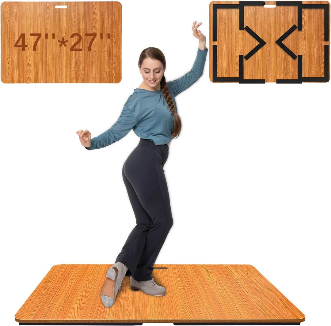 Tap Dance Floor, Portable Dance Floor, Professional Tap Board for Tap Dancing, Cushioned Base Dance Practice Floor, 47'' x 27'' (Oak)