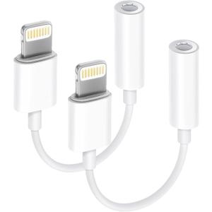 [Apple MFi Certified] 2 Pack Lightning to 3.5 mm Headphone Jack Adapter, iPhone Aux Adapter Converter Dongle Audio Cable Compatible with iPhone 14 13 12 11 X XS 8 7