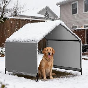 4'x 4'x 3.3' Dog Shade Shelter, Outdoor Dog Tent Dog House Canopy Waterproof, Sun Protection with Ground Stakes for Pet Medium Large Dogs, Cats, Pigs, Chicken, Goose