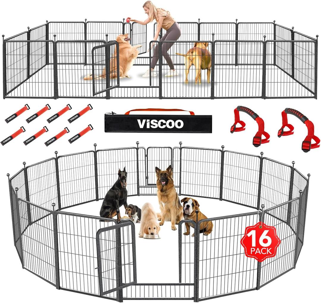 Dog Playpen Outdoor, 16 Panels 32" H Dog Pen Indoor, Metal Dog Fence Outdoor, Pet Fence for Large/Medium/Small Dogs, Indoor Puppy PlayPen, Dog Fence Exercise Pen for RV,Camping,Yard Dog Playpen Outdoor, 16 Panels 32" H Dog Pen Indoor, Metal Dog Fence Outdoor, Pet Fence for Large/Medium/Small Dogs, Indoor Puppy PlayPen, Dog Fence Exercise Pen for RV,Camping,Yard