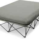KAMPKEEPER Camping Cot,Camping Cots for Adults,Folding Camping Cot with Inflatable Air Mattress and Carry Bag,for Outdoor Travel Camp Beach Vacation (not Included The Airpump) (Queen, Grey)