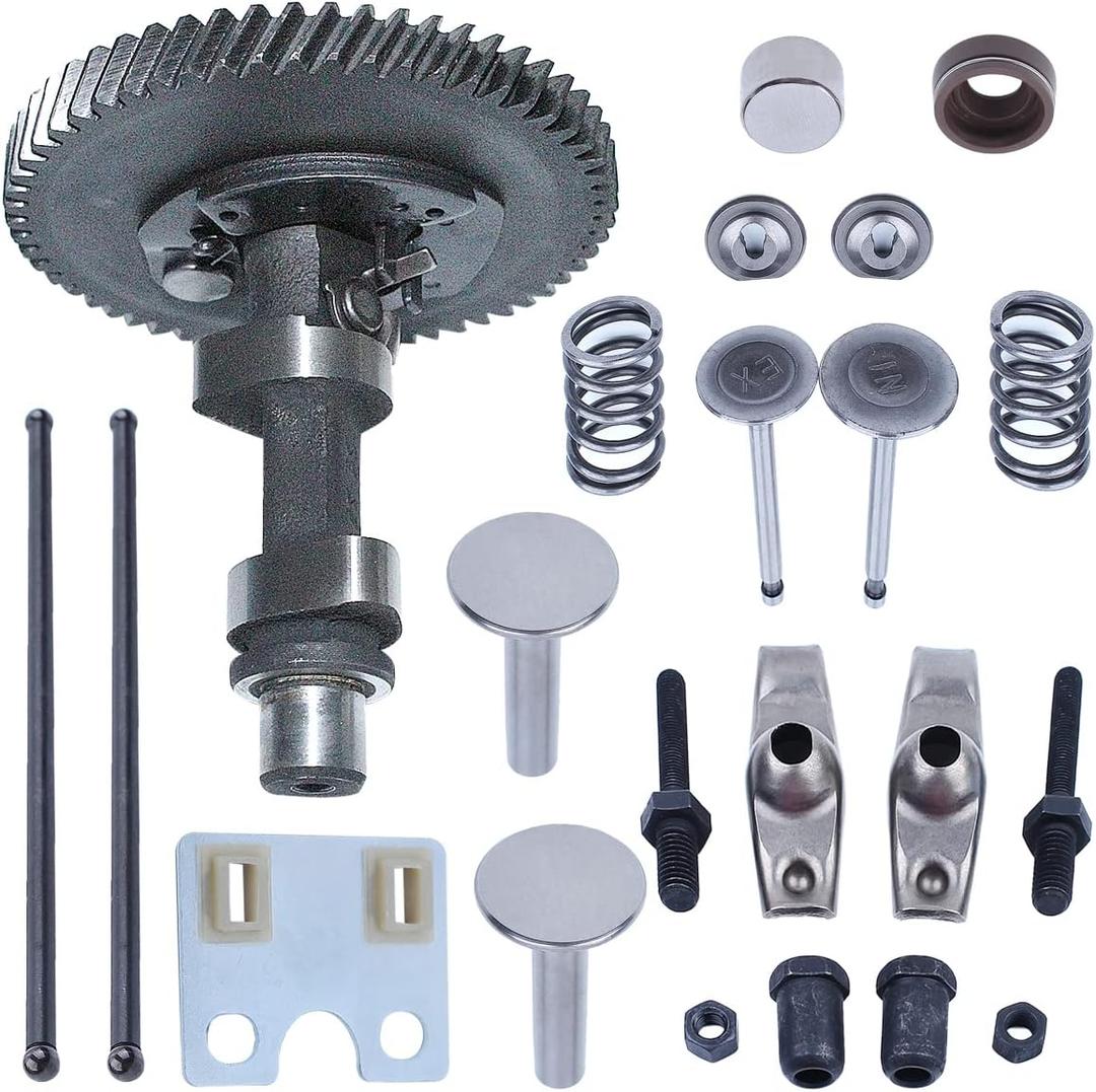 Camshaft Valve Push Rod Kit for Honda GX390 13HP Generator Engine with Intake Exhaust Valve, Spring Retainer, Springs, Rocker Arm Set, Guide Plate, Valve Lifter, Valve Stem Seal, Protection Cap