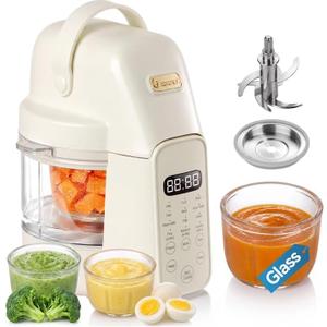 IAGREEA Baby Food Maker, 9-IN-1 Glass Baby Food Processor with Steamer | 3 Age Group Options, One Step Auto Cooking, BPA-Free, No Contact with Plastic, Manual Mode, Stainless Steel and Glass