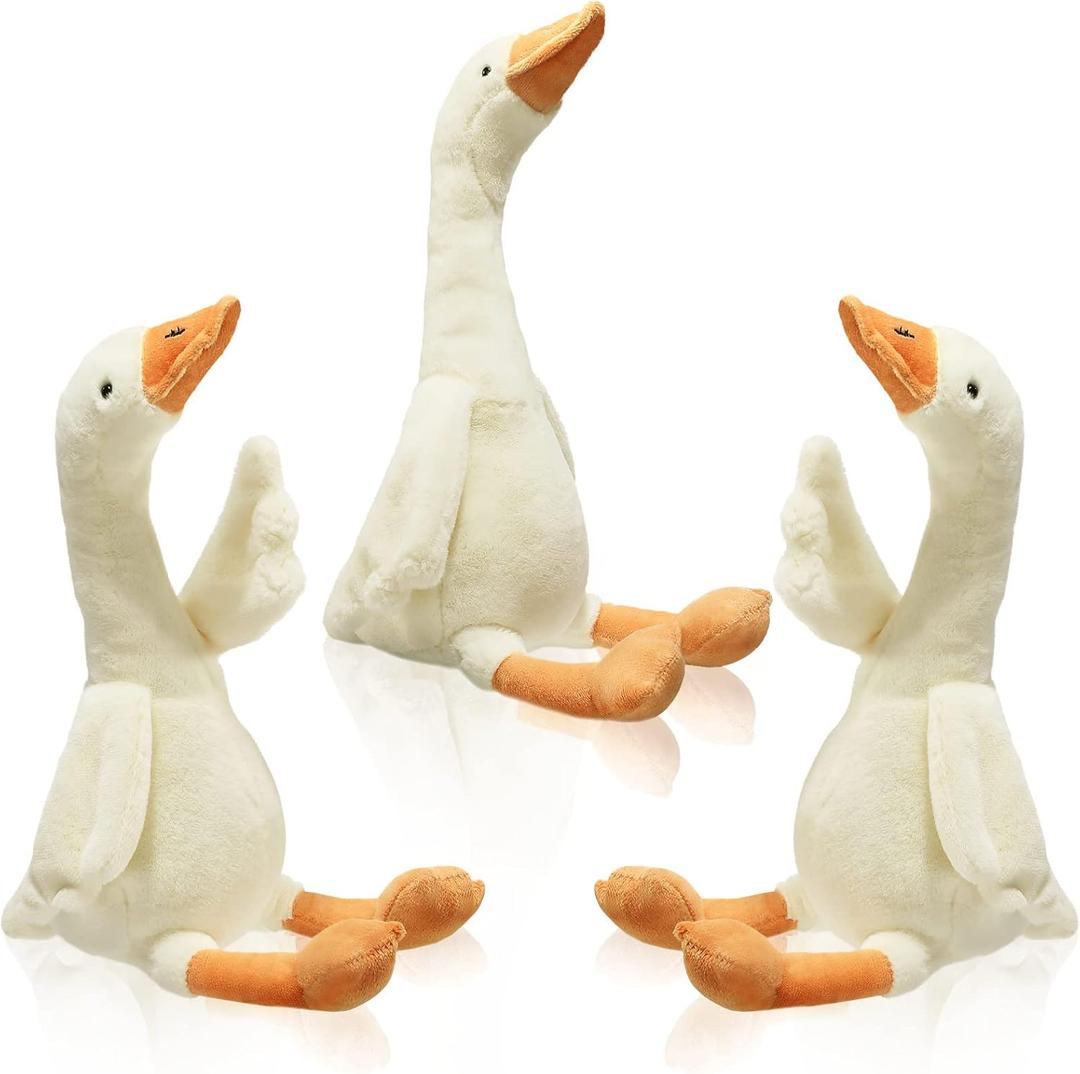 Sosation 3 Pieces 15.7'' Silly Goose Plush Stuffed Animal Toy,Swan Stuffed Animal,White Fluffy Cute Goose Funny Duck Plush Swan Toys Gifts for Kids Home Birthday Favor
